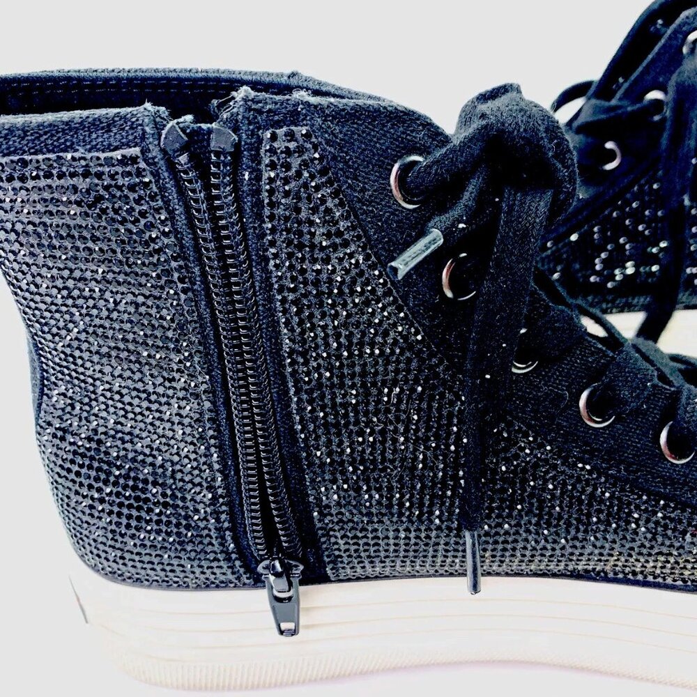 Steve Madden Berker Black Rhinestone high-top Platform Sneakers Size 9 - Picture 12 of 13